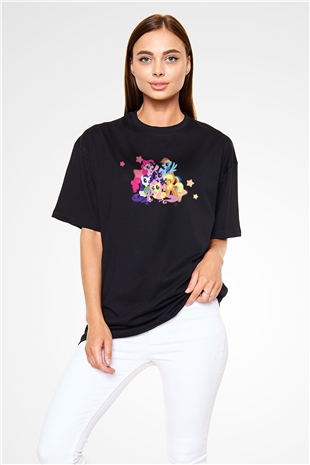My Little Pony Siyah Unisex Oversize Tişört