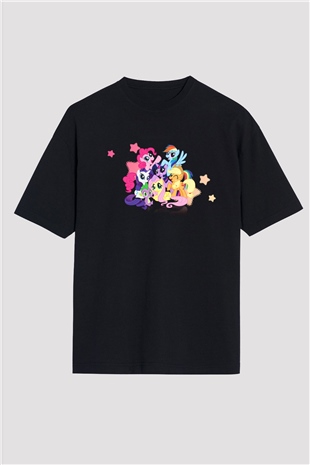 My Little Pony Siyah Unisex Oversize Tişört