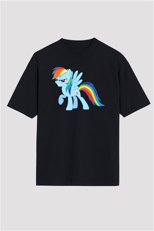 My Little Pony Siyah Unisex Oversize Tişört