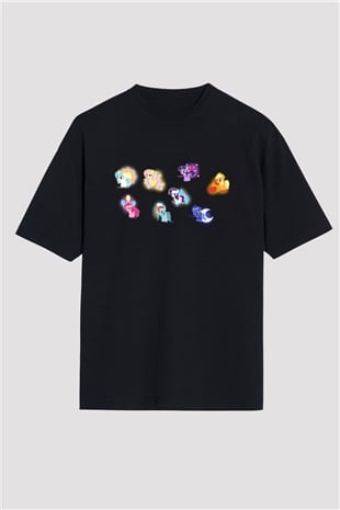 My Little Pony Siyah Unisex Oversize Tişört