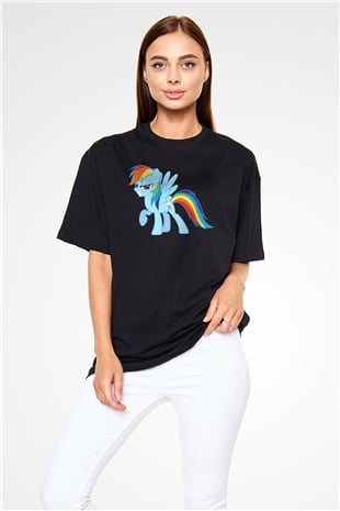 My Little Pony Siyah Unisex Oversize Tişört