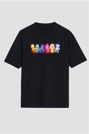 My Little Pony Siyah Unisex Oversize Tişört