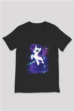 My Little Pony Siyah Unisex V Yaka Tişört