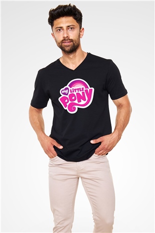 My Little Pony Siyah Unisex  V Yaka Tişört