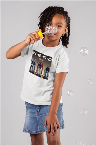 N.E.R.D Beyaz Unisex Çocuk Tişört
