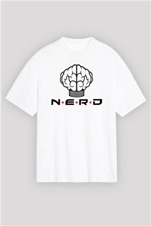 N.E.R.D Beyaz Unisex Oversize Tişört T-Shirt