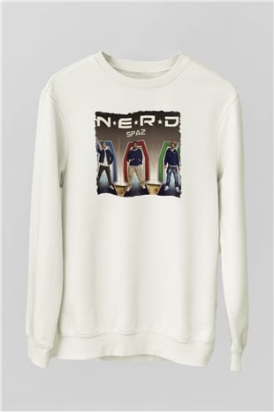 N.E.R.D Beyaz Unisex Sweatshirt