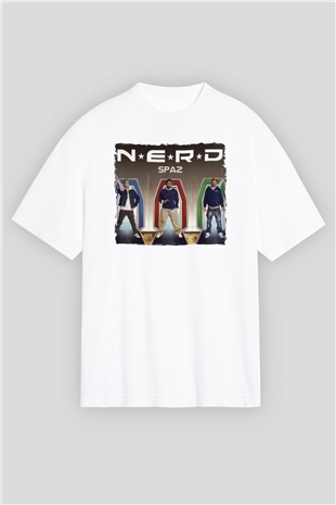 N.E.R.D Beyaz Oversize Tişört Oversize T-shirt - TişörtFabrikası