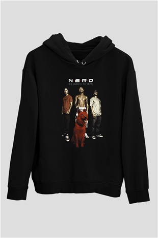 N.E.R.D Siyah Unisex Kapüşonlu Sweatshirt