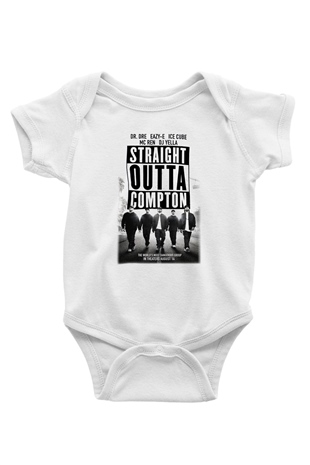 N.W.A Baskılı Beyaz Unisex Bebek Body - Zıbın