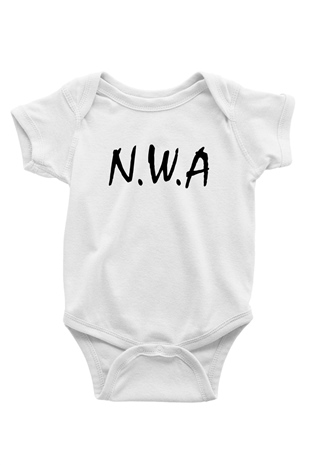 N.W.A Baskılı Beyaz Unisex Bebek Body - Zıbın