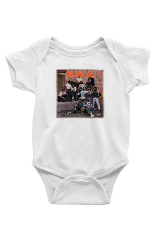 N.W.A Baskılı Beyaz Unisex Bebek Body - Zıbın
