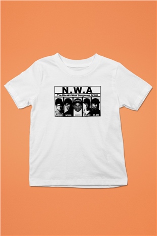 N.W.A Baskılı Beyaz Unisex Çocuk Tişört