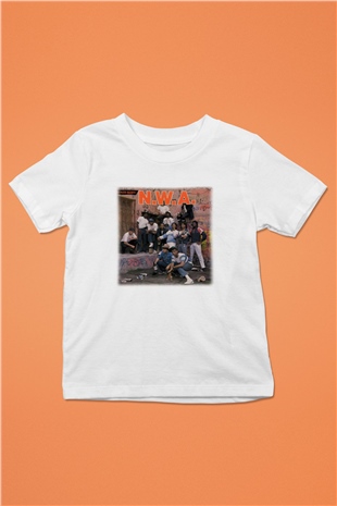 N.W.A Baskılı Beyaz Unisex Çocuk Tişört