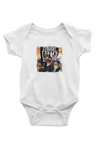N.W.A Baskılı Unisex Beyaz Bebek Body - Zıbın