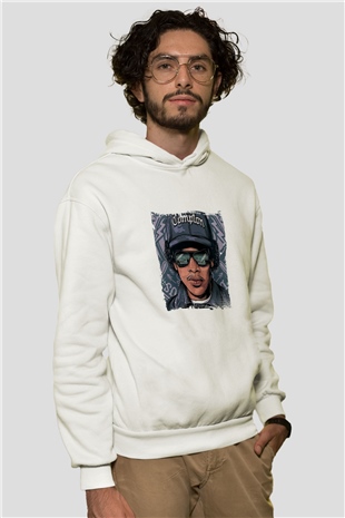 N.W.A Baskılı Unisex Beyaz Kapüşonlu Sweatshirt