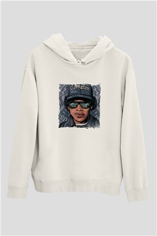 N.W.A Baskılı Unisex Beyaz Kapüşonlu Sweatshirt