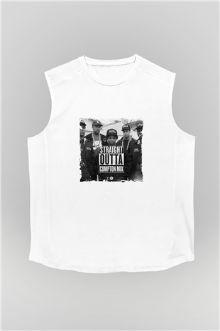 N.W.A Baskılı Unisex Beyaz Kolsuz Tişört