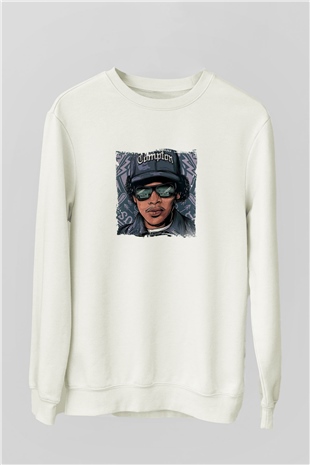 N.W.A Baskılı Unisex Beyaz Sweatshirt
