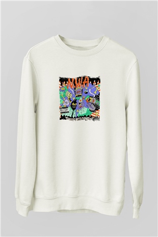 N.W.A Baskılı Unisex Beyaz Sweatshirt