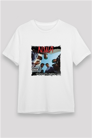 N.W.A Baskılı Unisex Beyaz Tişört