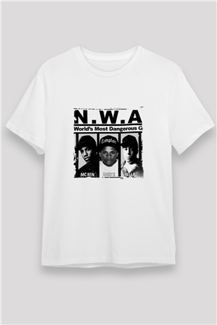 N.W.A Baskılı Unisex Beyaz Tişört