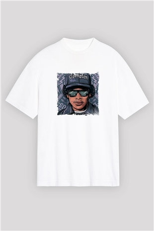 N.W.A Baskılı Oversize Beyaz Tişört