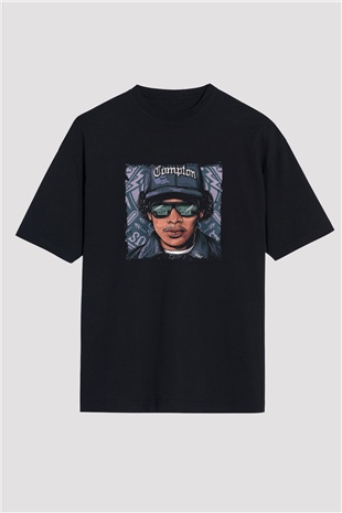 N.W.A Baskılı Unisex Oversize Siyah Tişört