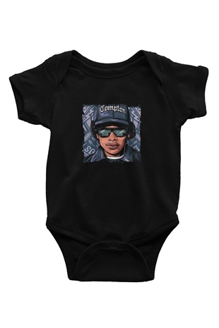 N.W.A Baskılı Unisex Siyah Bebek Body - Zıbın