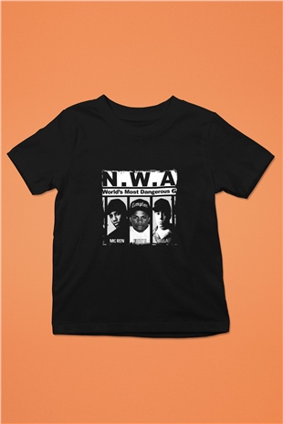 N.W.A Baskılı Unisex Siyah Çocuk Tişört