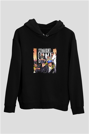N.W.A Baskılı Unisex Siyah Hoodie