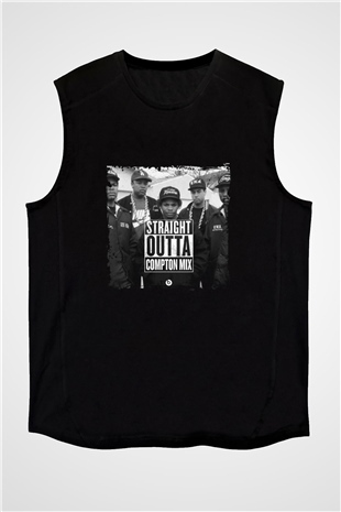 N.W.A Baskılı Unisex Siyah Kolsuz Tişört