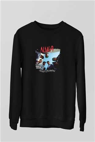 N.W.A Baskılı Unisex Siyah Sweatshirt