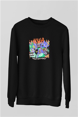 N.W.A Baskılı Unisex Siyah Sweatshirt