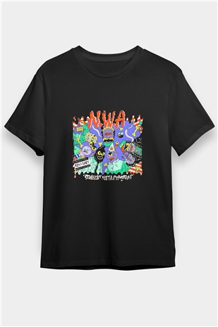 N.W.A Baskılı Unisex Siyah Tişört