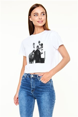 N.W.A Beyaz Croptop Tişört