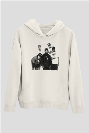 N.W.A Beyaz Unisex Kapşonlu Sweatshirt