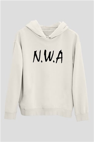N.W.A Beyaz Unisex Kapşonlu Sweatshirt