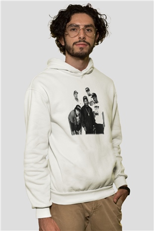 N.W.A Beyaz Unisex Kapşonlu Sweatshirt