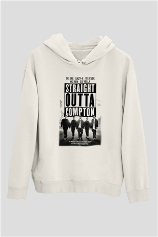 N.W.A Beyaz Unisex Kapşonlu Sweatshirt
