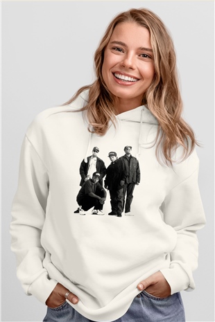 N.W.A Beyaz Unisex Kapüşonlu Sweatshirt