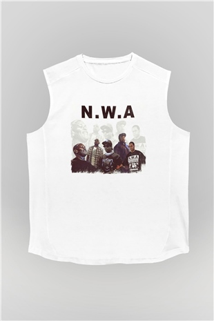 N.W.A Beyaz Unisex Kolsuz Tişört