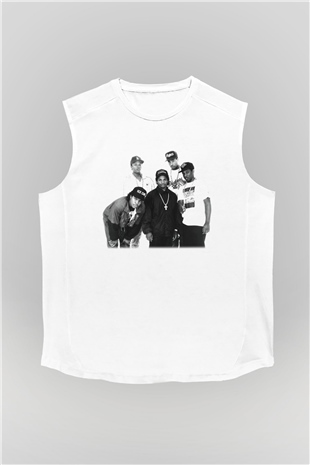 N.W.A Beyaz Unisex Kolsuz Tişört