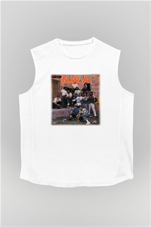N.W.A Beyaz Unisex Kolsuz Tişört