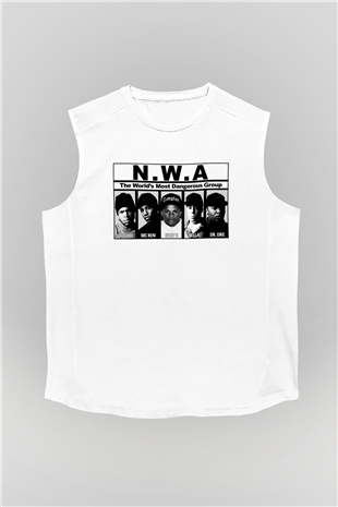 N.W.A Beyaz Unisex Kolsuz Tişört