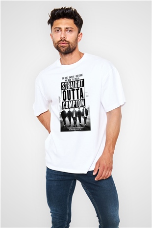 N.W.A Beyaz Unisex Oversize Tişört T-Shirt