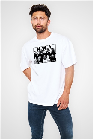 N.W.A Beyaz Unisex Oversize Tişört T-Shirt