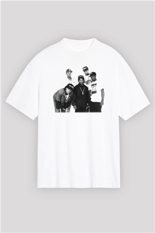 N.W.A Beyaz Unisex Oversize Tişört T-Shirt
