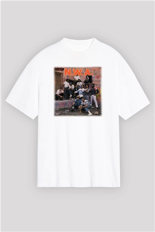 N.W.A Beyaz Unisex Oversize Tişört T-Shirt
