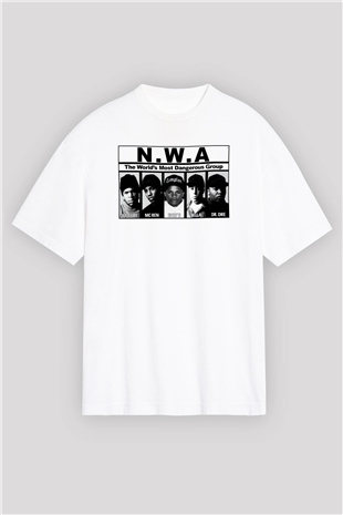 N.W.A Beyaz Unisex Oversize Tişört T-Shirt